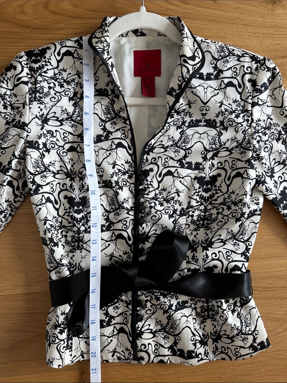 JS Collections Petite 100% Silk Frog Button Blouse Top Ribbon Tie 2P - Picture 8 of 11